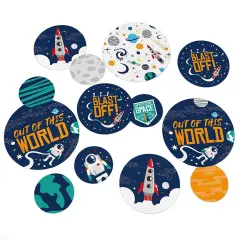 Big Dot of Happiness Blast Off to Outer Space - Rocket Ship Baby Shower or Birthday Party Giant Circle Confetti - Party D&eacute;cor - Large Confetti 27 Ct