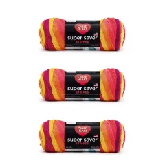 Red Heart Super Saver Fruity Stripe Yarn - 3 Pack of 141g/5oz - Acrylic - 4 Medium (Worsted) - 236 Yards - Knitting/Crochet
