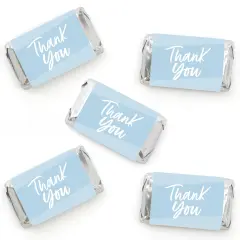 Big Dot of Happiness Dusty Blue Elegantly Simple - Mini Candy Bar Wrapper Stickers Party Small Favors 40 Ct