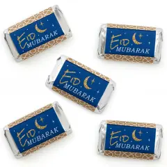 Big Dot of Happiness Eid Mubarak - Mini Candy Bar Wrapper Stickers - Ramadan Small Favors - 40 Count