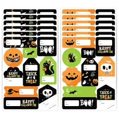 Big Dot of Happiness Jack-O'-Lantern Halloween - Assorted Kids Halloween Party Gift Tag Labels - To and From Stickers - 12 Sheets - 120 Stickers