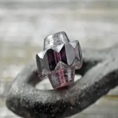 *4* 13x15mm Silver Mercury Washed Amethyst Faceted Crown Beads