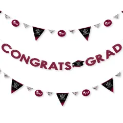 Big Dot of Happiness Maroon Grad - Best is Yet to Come -Burgundy Letter Banner Decoration - 36 Banner Cutouts and Congrats Grad Banner Letters