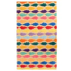 Handtufted Multicolored Leaf Design 100% Wool Area Rug, 3' x 5' Rectangle