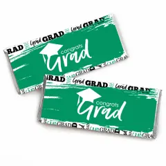 Big Dot of Happiness Green Grad - Best is Yet to Come - Candy Bar Wrapper GreenGraduation Party Favors - Set of 24