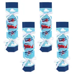 Big Dot of Happiness Taking Flight - Airplane - No Snap Vintage Plane Baby Shower or Birthday Party Table Favors - DIY Cracker Boxes - Set of 12