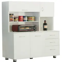 Kitchen Pantry Storage Cabinet with Doors and Shelves, White