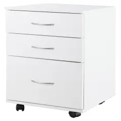 Office File Cabinet 3 Drawer Chest with Rolling Casters White