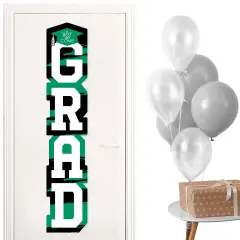 Big Dot of Happiness Green Graduation Banner - Vertical Shaped Banner Decorations