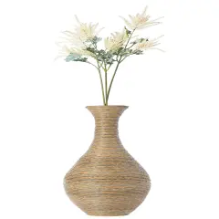 38-inch Tall Artificial Rattan Floor Vase in Elegant Beige - Statement Piece for Living Room Decor, Entryway, or Hallway - Versatile Home Accent for Dried or Silk Floral Arrangements