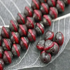 *10* 9x11mm Red Opaline Picasso Saturn Beads