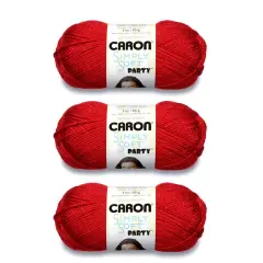 Caron Simply Soft Party Red Sparkle Yarn - 3 Pack of 85g/3oz - Acrylic - 4 Medium (Worsted) - 164 Yards - Knitting/Crochet