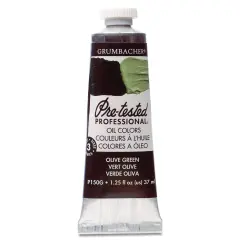 Grumbacher Pre-Tested Artists' Oil Color - Olive Green, 1.25 oz tube