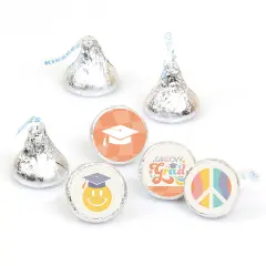 Big Dot of Happiness Groovy Grad - Hippie Graduation Party Round Candy Sticker Favors - Labels Fits Chocolate Candy (1 sheet of 108)