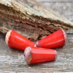 *6* 8x20mm Copper Etched Hyacinth Faceted Drop Beads