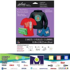 Jolee's Easy Image Transfer 8.5"X11" 3 Sh/Pkg Glitter For Dark Fabric 56-47017 Made in USA