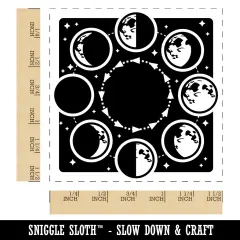 Lunar Moon Phases New Full Waxing Waning Self-Inking Rubber Stamp Ink Stamper Black