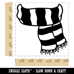 Striped Scarf Fall Autumn Winter Self-Inking Rubber Stamp Ink Stamper Black
