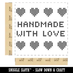 Handmade with Love Cross Stitch Self-Inking Rubber Stamp Ink Stamper Black