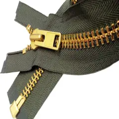 30" Extra Heavy Duty Jacket Zipper YKK #10 Brass Separating ~ Color 567 Olive Green (1 Zipper/pack) Made in USA