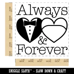 Mr and Mrs Always and Forever Wedding Tuxedo Gown Hearts Self-Inking Rubber Stamp Ink Stamper Red