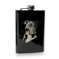 8oz Pit bull Black Flask