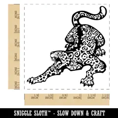 Fierce Crouching Jaguar Jungle Cat Self-Inking Rubber Stamp Ink Stamper Red