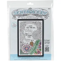 Design Works/Zenbroidery Stamped Embroidery Kit 10"X16"-Be Happy