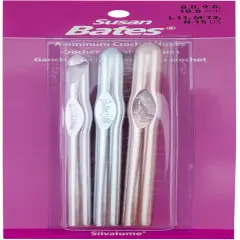 Susan Bates Silvalume Aluminum Crochet Hook Set-Sizes L11 To N15