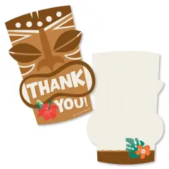 Big Dot of Happiness Tropical Luau - Shaped Thank You Cards - Hawaiian Beach Party Thank You Note Cards with Envelopes - Set of 12