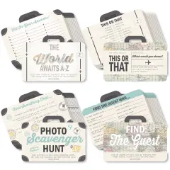 Big Dot of Happiness World Awaits - 4 Travel Themed Party Games - 10 Cards Each - Gamerific Bundle