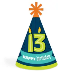Big Dot of Happiness Boy 13th Birthday - Cone Happy Birthday Party Hats for Kids and Adults - Set of 8 (Standard Size)