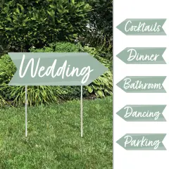 Big Dot of Happiness Sage Green Elegantly Simple - Arrow Wedding and Receptions Direction Signs - Double Sided Outdoor Yard Signs - Set of 6
