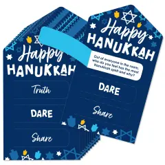 Big Dot of Happiness Hanukkah Menorah - Chanukah Holiday Party Game Pickle Cards - Truth, Dare, Share Pull Tabs - Set of 12