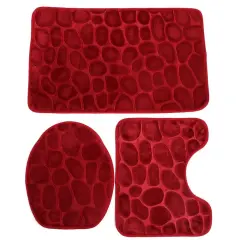 Kitcheniva U-Shape Non Slip Pedestal Bathroom Rug 3 Pcs