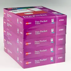 Avery Two Pocket Folders, Holds up to 40 Sheets, 25 Assorted Color Folders (47993) - 5 Pack