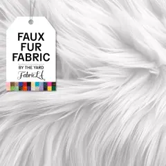 FabricLA | Shaggy Faux Fur | Fabric by The Yard | 36" X 60" Inch Wide | Craft Furry Fabric | Sewing, Apparel, Rugs, Pillows & More | Faux Fluffy Fabric | White, 1 Yard