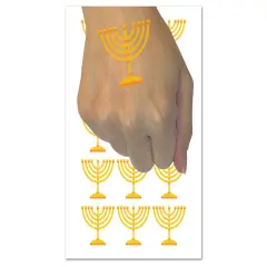 Menorah Hanukkah Temporary Tattoo Water Resistant Fake Body Art Set Collection (1 Sheet)