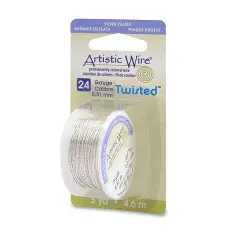Artistic Jewelry Wire Twisted Non-Tarnish Silver 24 Gauge (5-Yards)