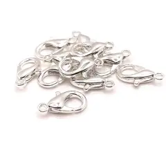 100 or 500 Pieces: 7 x 12 mm Silver Plated Lobster Claw Clasps