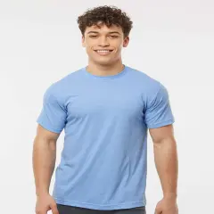 Tultex&reg; Poly-Rich Crew Neck Short Sleeve T-Shirt Heather athletic blu