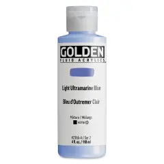 Golden Fluid Acrylic - Light Ultramarine Blue, 4 oz bottle