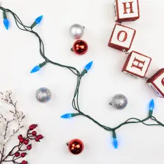 Northlight LED Faceted C6 Christmas Lights - Blue - 23' Green Wire - 70ct