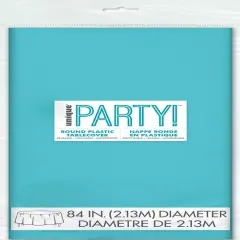 Terrific Teal Round Plastic Table Cover, 84", 1ct