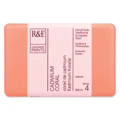 R&F Encaustic Paint Block - Cadmium Coral, 333 ml block