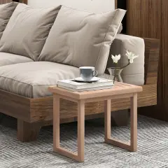 Long Natural Wood Bath Spa Stool With Non-slip Foot Pads For Elderly