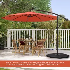 10 Feet Solar Offset Hanging Umbrella With 40 Lamp Beads And Solar Panel-orange