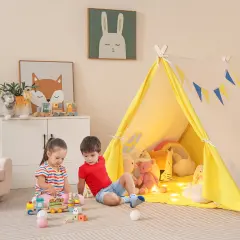 Kids Play Tent With Solid Wood Frame Holiday Birthday Gift & Toy For Boys & Girls
