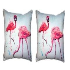 Pair Of Betsy Drake Funky Flamingos No Cord Pillows 16 X 20