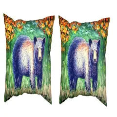 Pair of Betsy Drake Black Bear No Cord Pillows 16 Inch X 20 Inch